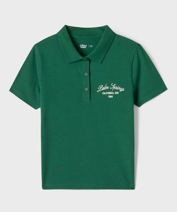 Polo manches courtes avec inscription brodée poitrine garçon vue2 - GEMO 4G FILLE - GEMO