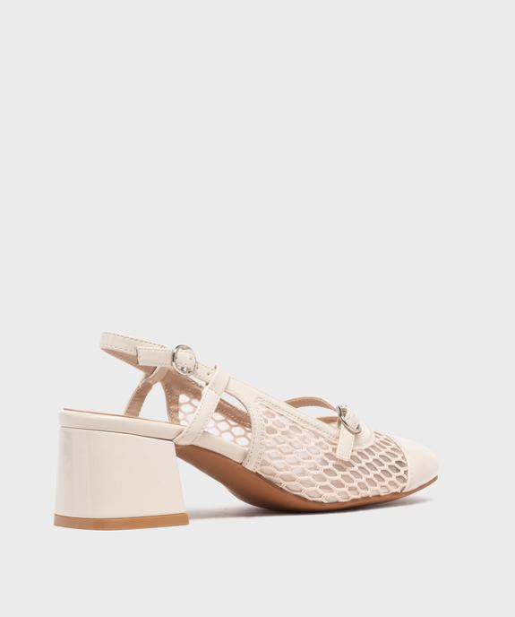 Escarpins slingback en tulle et matière vernie femme - Follow Me vue5 - FOLLOW ME - GEMO