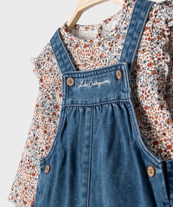 Ensemble 2 pièces bébé fille tee-shirt et salopette en jean - LuluCastagnette vue3 - LULUCASTAGNETTE - GEMO