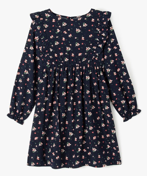 Robe fleurie à manches longues et volants fille vue1 - GEMO (ENFANT) - GEMO