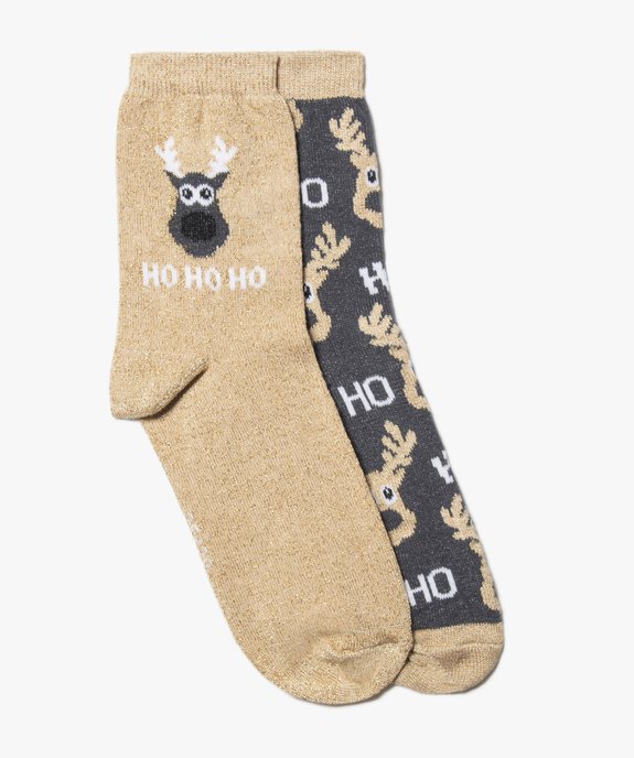 Chaussettes tige haute motif rennes de Noël (lot de 2) vue1 - GEMO (ENFANT) - GEMO