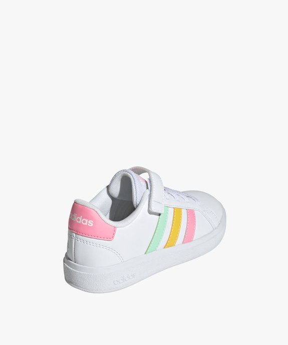 Baskets à scratch fille avec bandes contrastantes - Adidas Grand Court vue4 - ADIDAS - GEMO