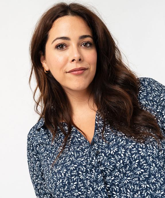 Chemise manches longues imprimée en maille gaufrée femme grande taille vue2 - GEMO (G TAILLE) - GEMO