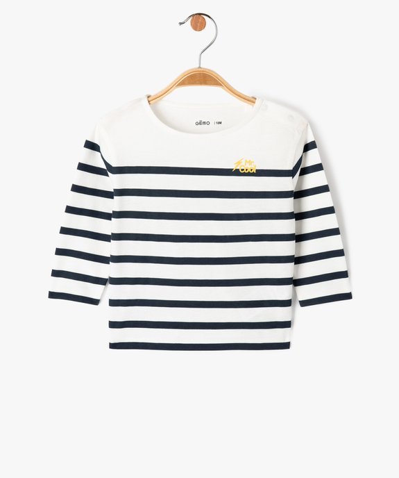 Tee-shirt à manches longues rayé bébé garçon vue2 - GEMO(BEBE DEBT) - GEMO