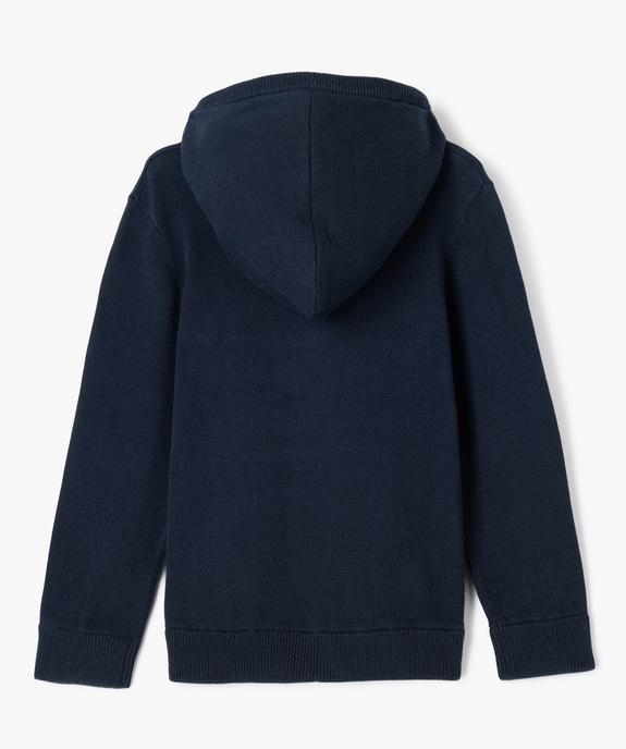 Pull en coton à capuche avec broderie poitrine garçon vue3 - GEMO (ENFANT) - GEMO
