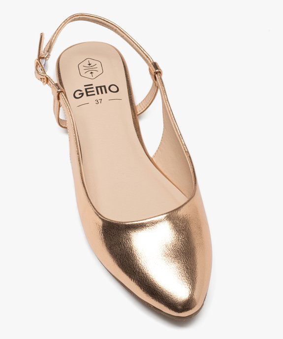 Ballerines métallisées à talon ouvert et bout amande femme vue6 - GEMO(URBAIN) - GEMO