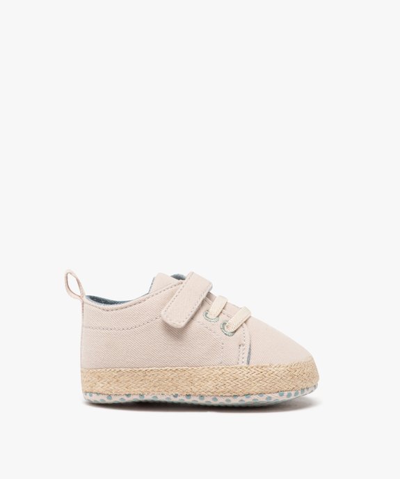 Chaussons de naissance style tennis en toile bébé garçon vue1 - GEMO 4G BEBE - GEMO