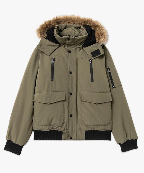 Blouson matelassé à capuche bordée de fourrure imitation homme vue4 - GEMO 4G HOMME - GEMO