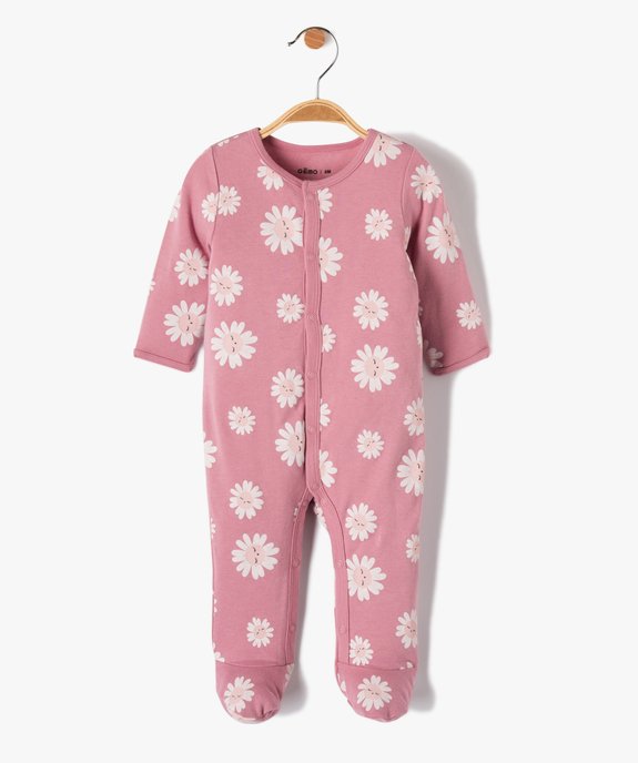 Pyjama bébé dors-bien à ouverture ventrale et imprimé fleuri vue1 - GEMO(BB COUCHE) - GEMO