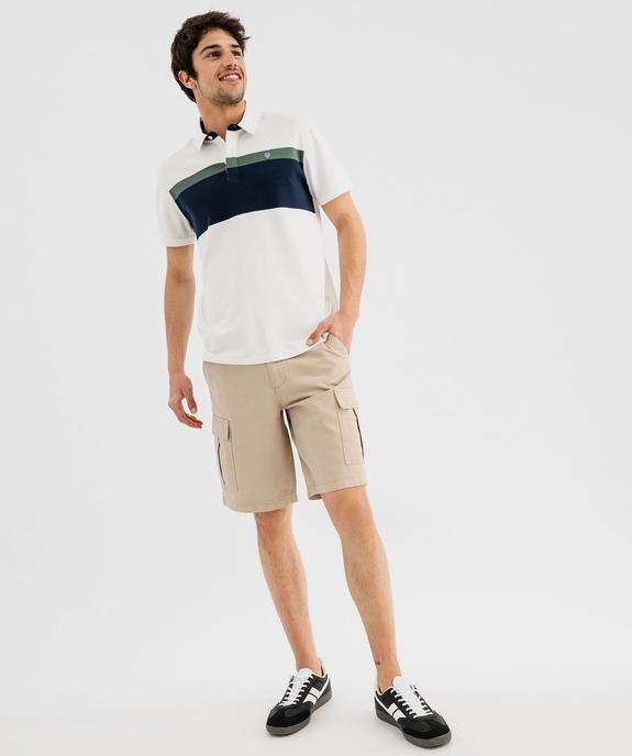 Polo manches courtes à bandes colorées homme vue4 - GEMO (HOMME) - GEMO