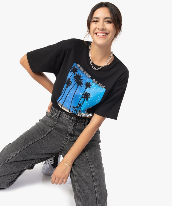 Tee-shirt femme avec bas élastiqué – LuluCastagnette  vue5 - LULUCASTAGNETTE - GEMO