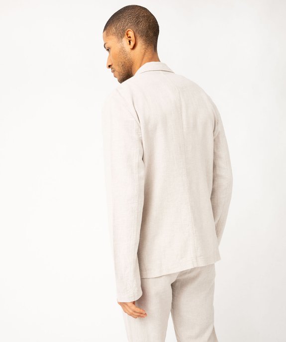 Veste de costume homme en lin mélangé vue3 - GEMO 4G HOMME - GEMO