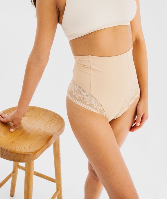 Culotte taille haute gainante en dentelle et microfibre femme vue9 - GEMO(HOMWR FEM) - GEMO