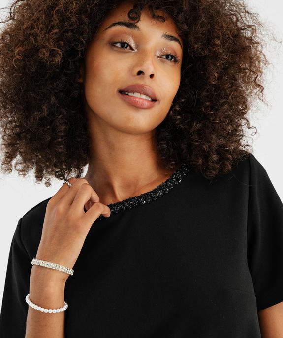 Robe manches courtes coupe droite et courte femme vue3 - GEMO(FEMME PAP) - GEMO