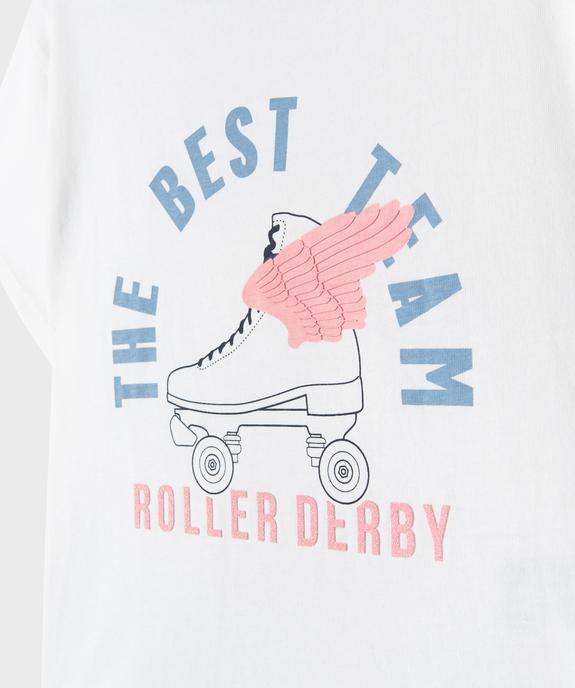 Tee-shirt manches courtes avec motif roller-derby fille vue2 - GEMO 4G FILLE - GEMO