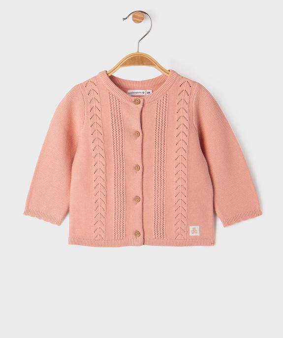 Gilet en coton avec bandes fantaisie bébé fille - LuluCastagnette vue2 - LULU CASTAGNETTE GEMO FOR GOOD - GEMO