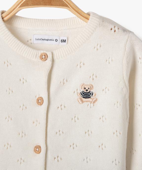 Gilet brassière en coton fin ajouré bébé - LuluCastagnette vue2 - LULU CASTAGNETTE G4G D - GEMO