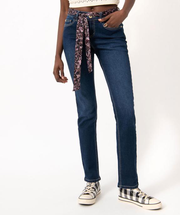 Jean Regular stretch avec ceinture foulard femme vue1 - GEMO 4G FEMME - GEMO