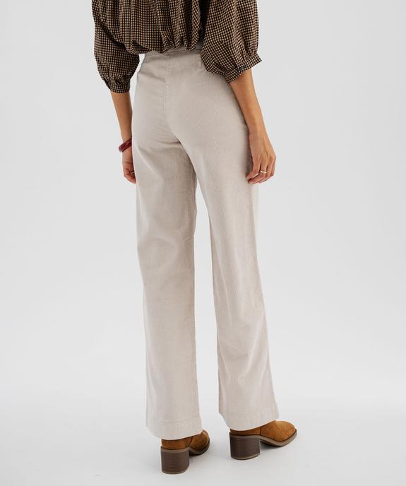 Pantalon large en velours côtelé à pont décoratif femme vue4 - GEMO(FEMME PAP) - GEMO