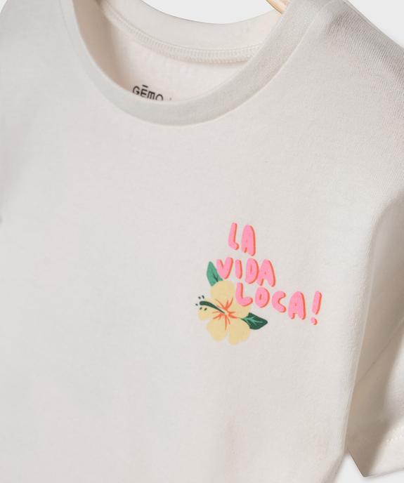 Tee-shirt manches courtes avec imprimé poitrine et dos bébé fille vue3 - GEMO 4G BEBE - GEMO