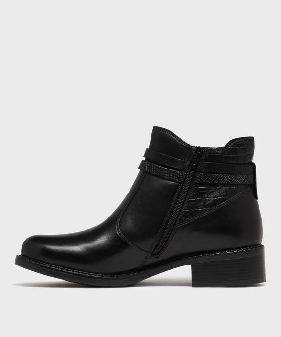 Bottines femme dessus en cuir avec détails fantaisie et à zip - Tanéo vue3 - TANEO GEMO FOR GOOD - GEMO