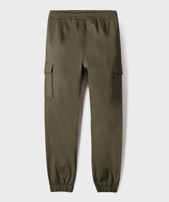 Pantalon cargo jogger en coton stretch à taille élastiquée garçon vue4 - GEMO (JUNIOR) - GEMO