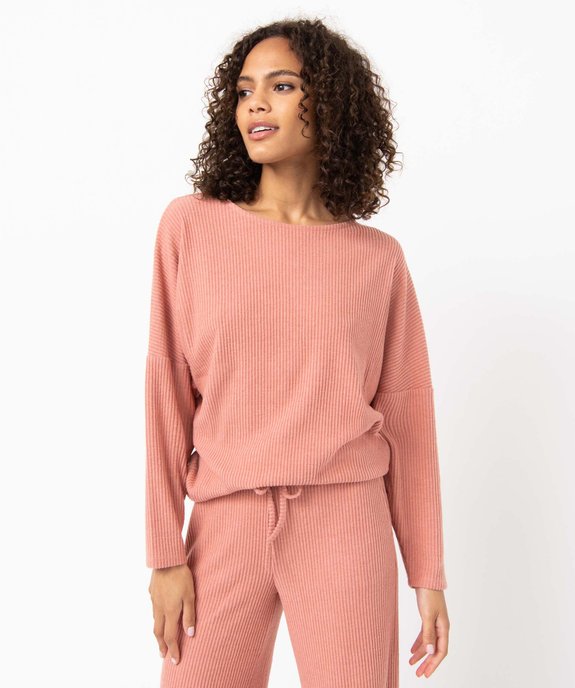Haut de pyjama en maille côtelée femme vue1 - GEMO 4G FEMME - GEMO