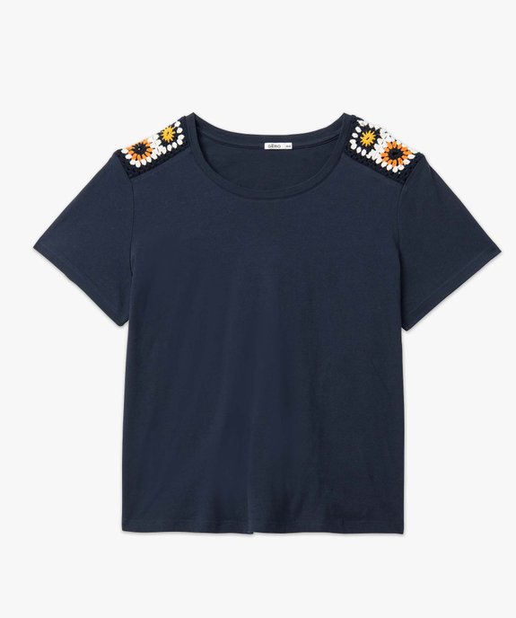 Tee-shirt femme grande taille avec épaules en crochet granny vue4 - GEMO (G TAILLE) - GEMO