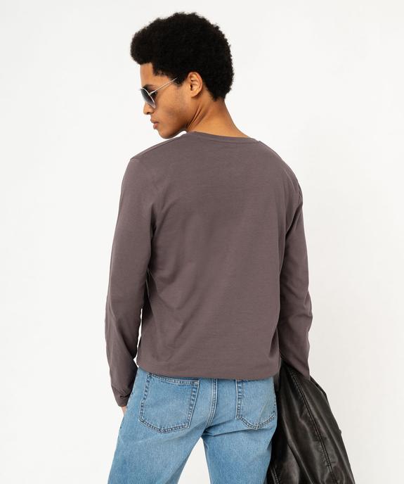 Tee-shirt à manches longues et col tunisien avec poche poitrine homme vue3 - GEMO 4G HOMME - GEMO