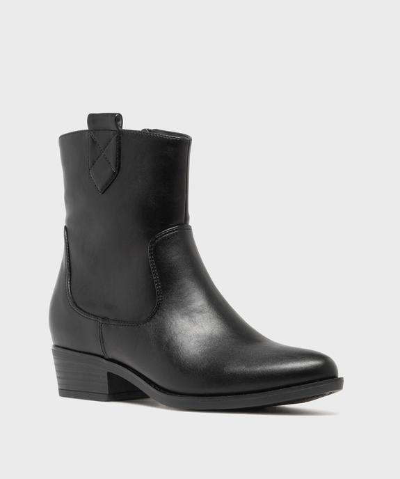 Boots santiags unies à zip femme - Follow Me vue3 - FOLLOW ME - GEMO
