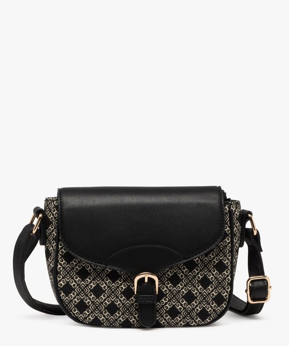 Sac bandoulière en toile tissée avec rabat aspect cuir femme vue1 - GEMO (ACCESS) - GEMO