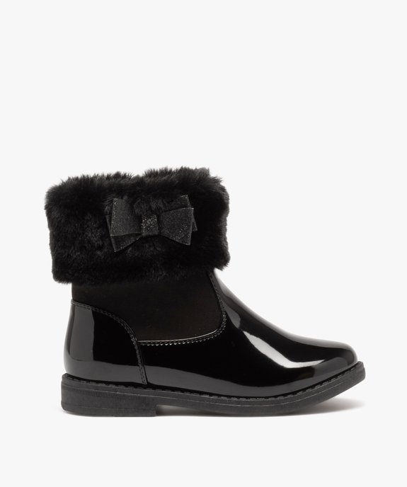 Boots vernis avec tige en peluche fille  vue1 - GEMO (ENFANT) - GEMO