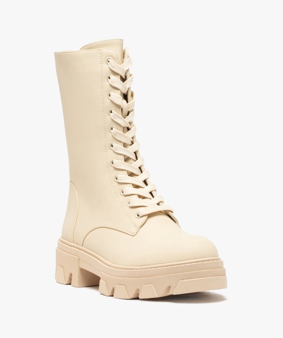 Boots femme unies à lacets semelle extra large et crantée vue2 - GEMO (CASUAL) - GEMO