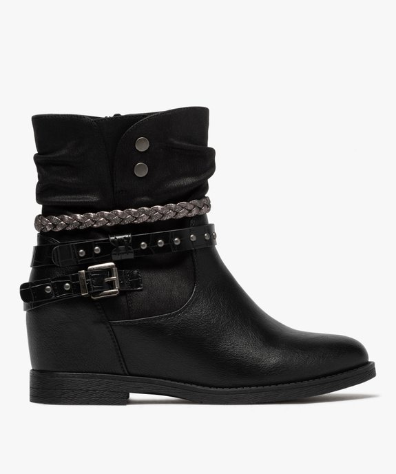 Boots femme à talon caché compensé et tige drapée vue1 - GEMO (CASUAL) - GEMO