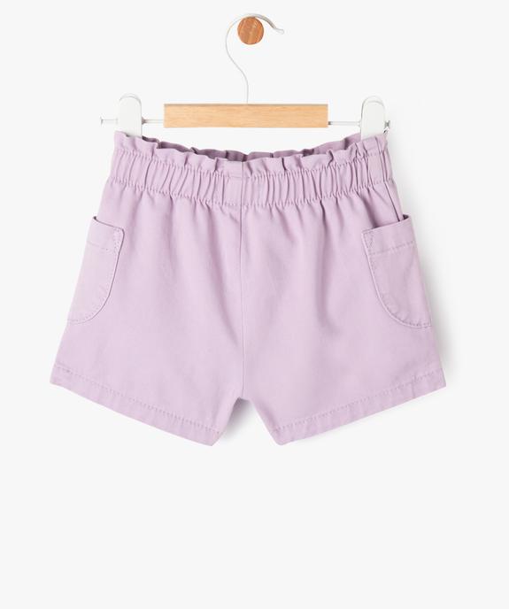 Short en toile avec taille élastique bébé fille vue3 - GEMO 4G BEBE - GEMO