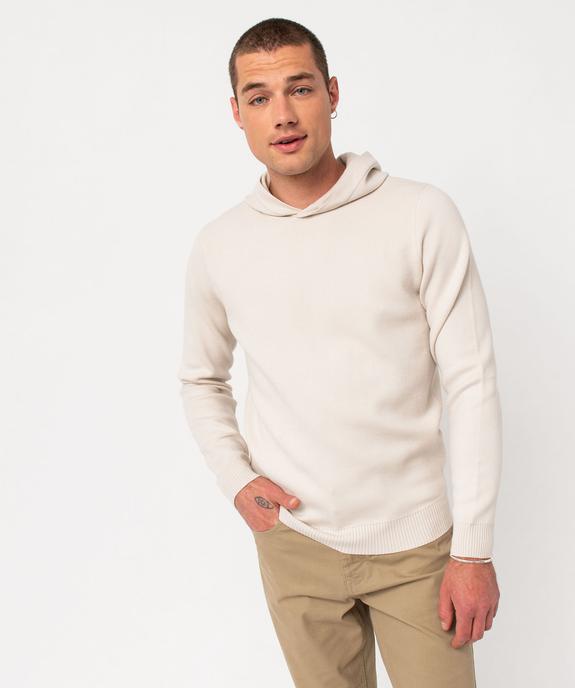 Pull à capuche en maille épaisse homme vue1 - GEMO (HOMME) - GEMO