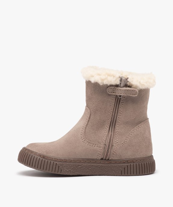 Boots fourrées fille dessus cuir retourné uni – NA! vue3 - NA! - GEMO