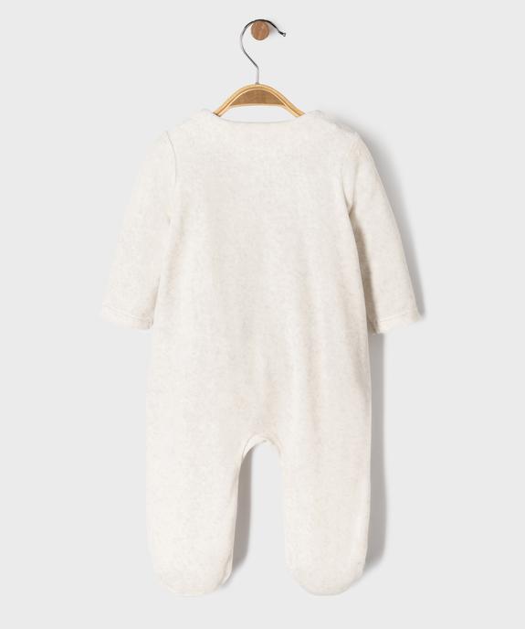 Pyjama en velours ouverture devant avec motif bébé vue4 - GEMO 4G BEBE - GEMO