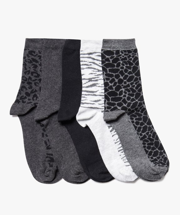 Chaussettes tige haute motif animalier femme (lot de 5 paires) vue1 - GEMO 4G FEMME - GEMO