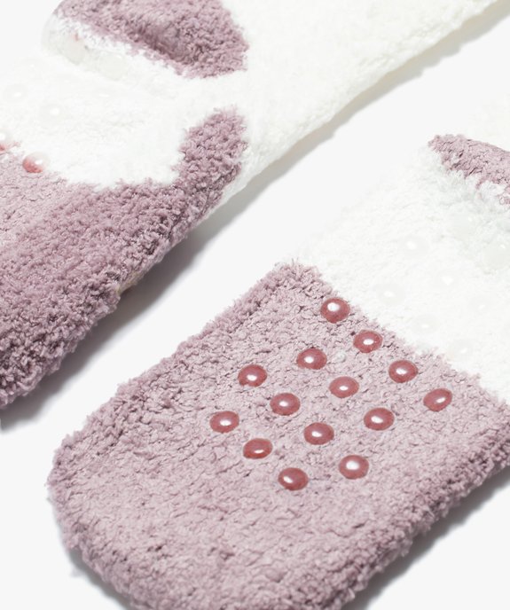 Chaussettes d'intérieur en maille bouclette motif chat fille vue2 - GEMO (ENFANT) - GEMO