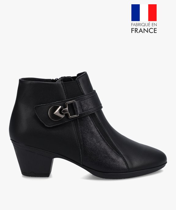 Boots femme confort unies à talon dessus cuir vue1 - GEMO (CONFORT) - GEMO