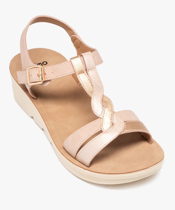 Sandales salomés à talon compensé femme vue5 - GEMO (CONFORT) - GEMO