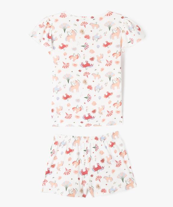 Pyjashort à motifs licornes avec manches à volants fille vue3 - GEMO 4G FILLE - GEMO