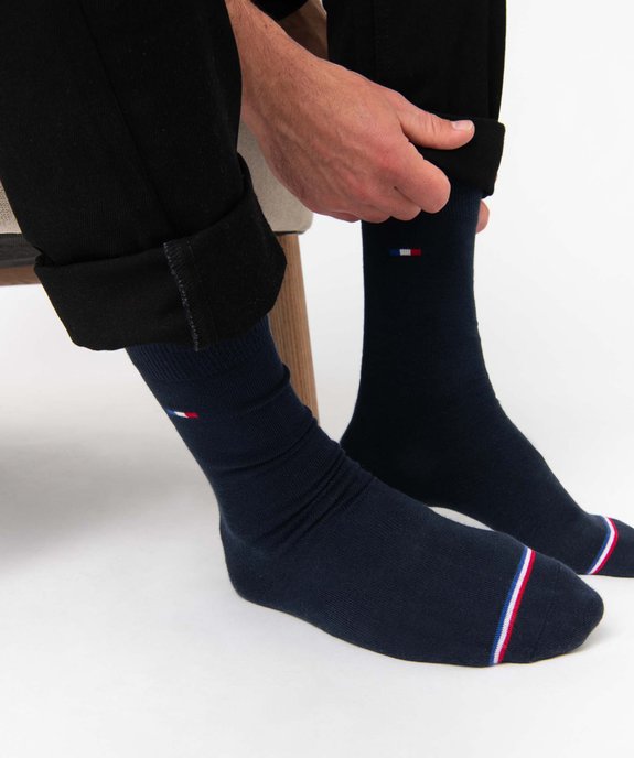 Chaussettes homme tige haute à fines rayures tricolores - La Chaussette  vue6 - MAISONBROUSSAUD - GEMO