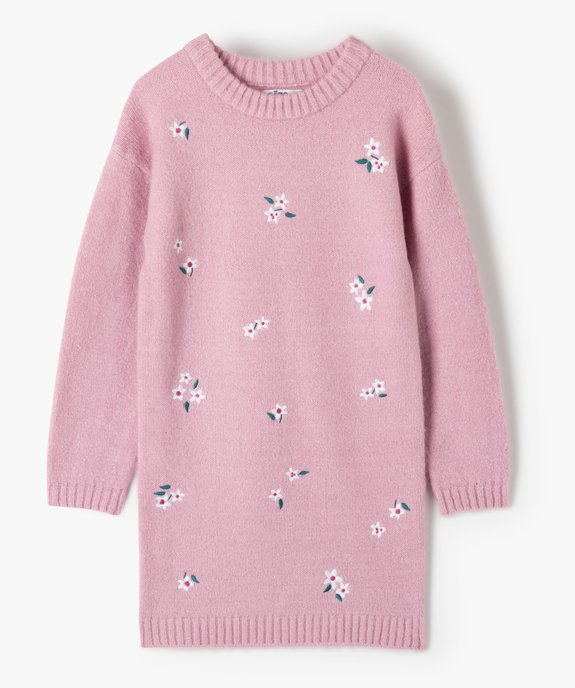 Robe pull fille avec motifs fleuris brodés sur l’avant vue1 - GEMO (ENFANT) - GEMO