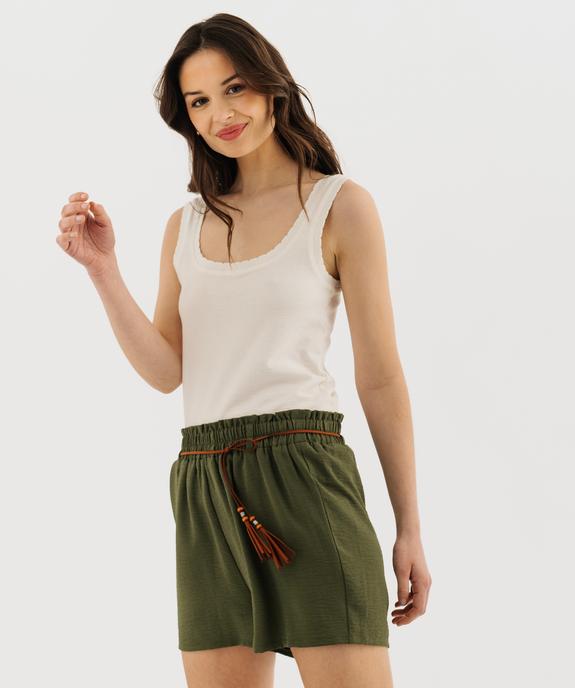 Débardeur en coton avec finitions dentelées femme vue1 - GEMO(FEMME PAP) - GEMO