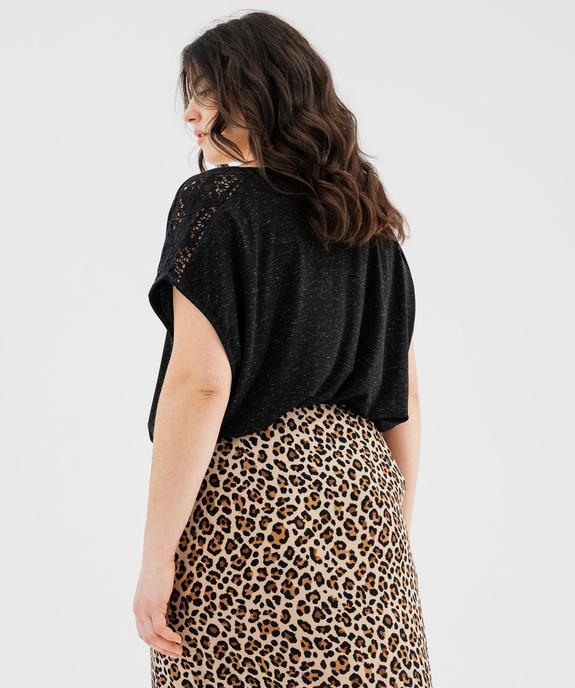 Tee-shirt à paillettes avec épaules brodées femme grande taille vue3 - GEMO (G TAILLE) - GEMO