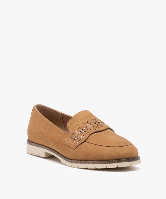 Mocassins femme unis à bride fantaisie ajourée vue3 - GEMO 4G FEMME - GEMO