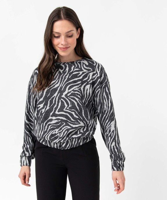 Tee-shirt femme imprimé à manches longues vue2 - GEMO(FEMME PAP) - GEMO