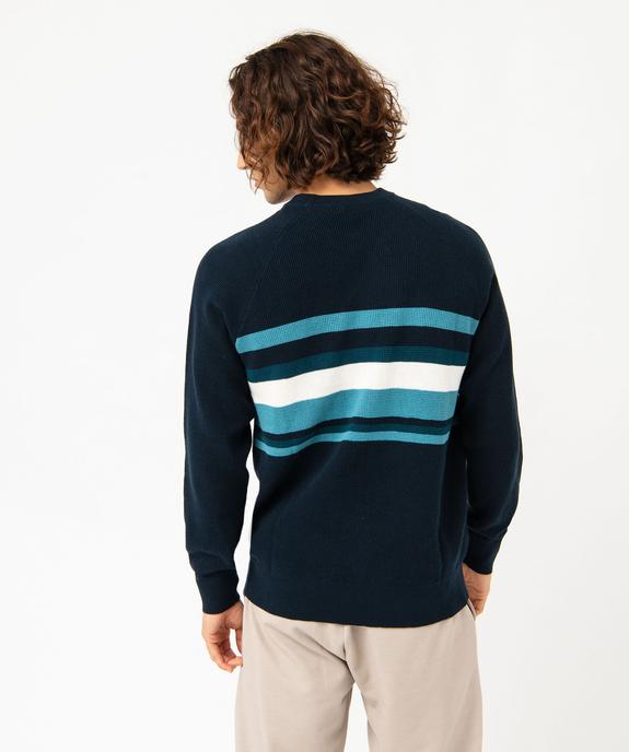 Pull en maille piquée à rayures homme vue3 - GEMO (HOMME) - GEMO